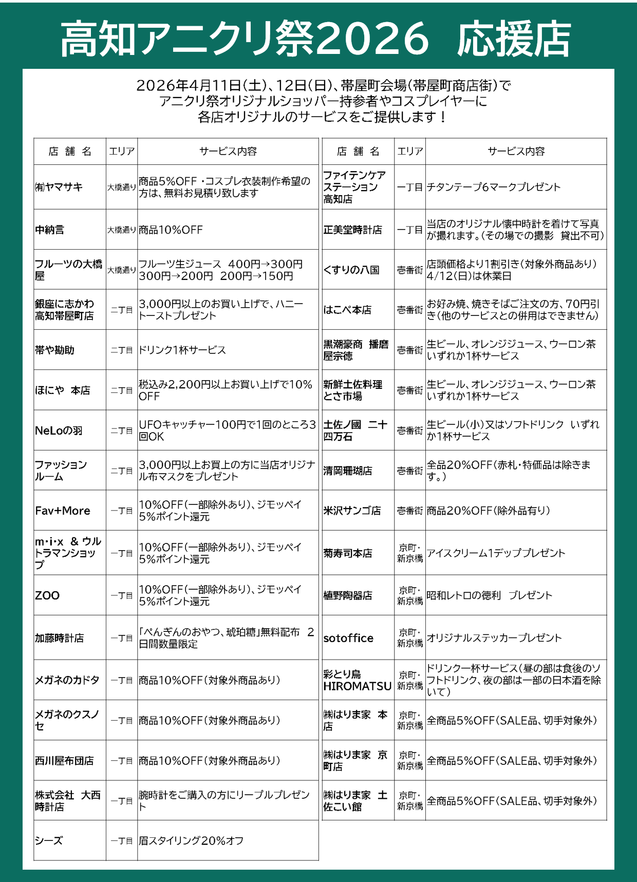 アニクリ祭応援店